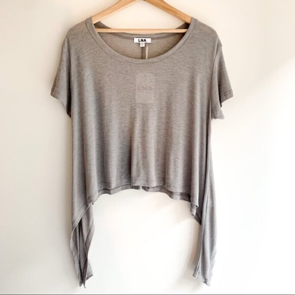 Revolve LNA Ribbon Tee Top T-Shirt Asymmetric Hem Short Sleeve Tie up Sides XS - Picture 2 of 16